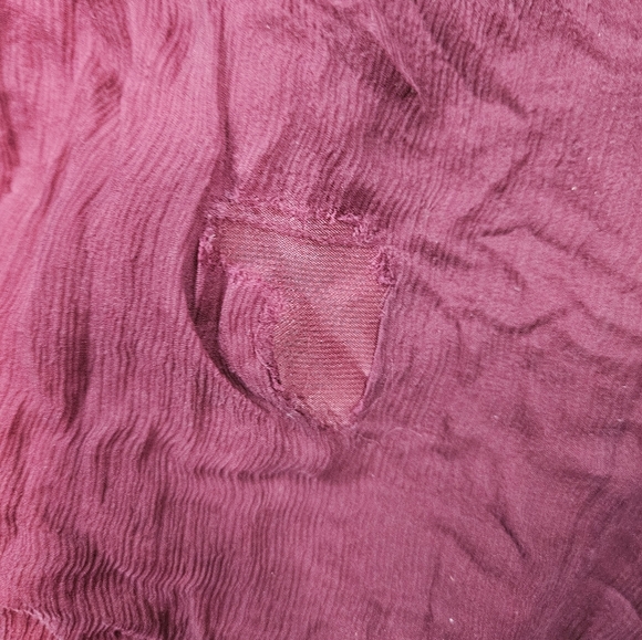 Amsale Cerisa Burgundy Crinkle Silk Junior Bridesmaid Gown Size 12 Girls G26 - Picture 7 of 11